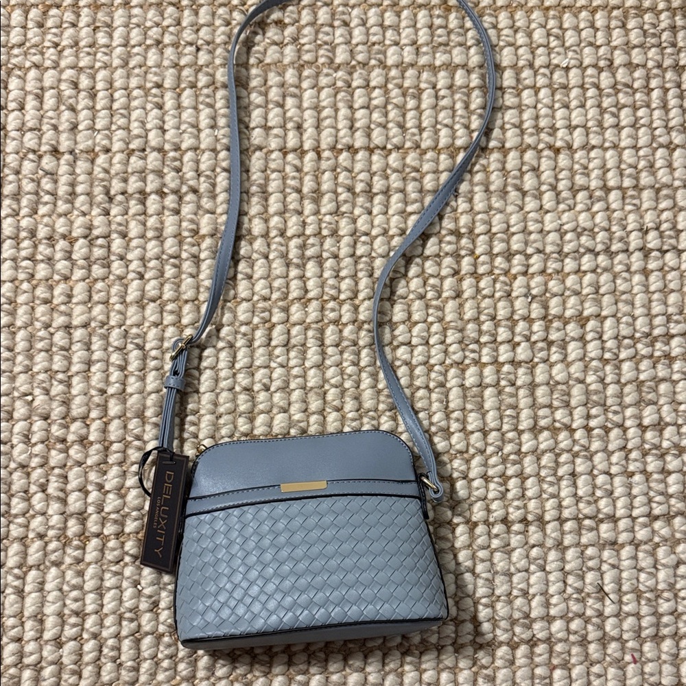 Gray Woven Crossbody Bag
